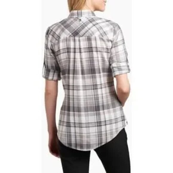 2 for $26 Kuhl Spectra Plaid Shirt Storm Gray Womens Small Pullover Roll Tab - Picture 4 of 10
